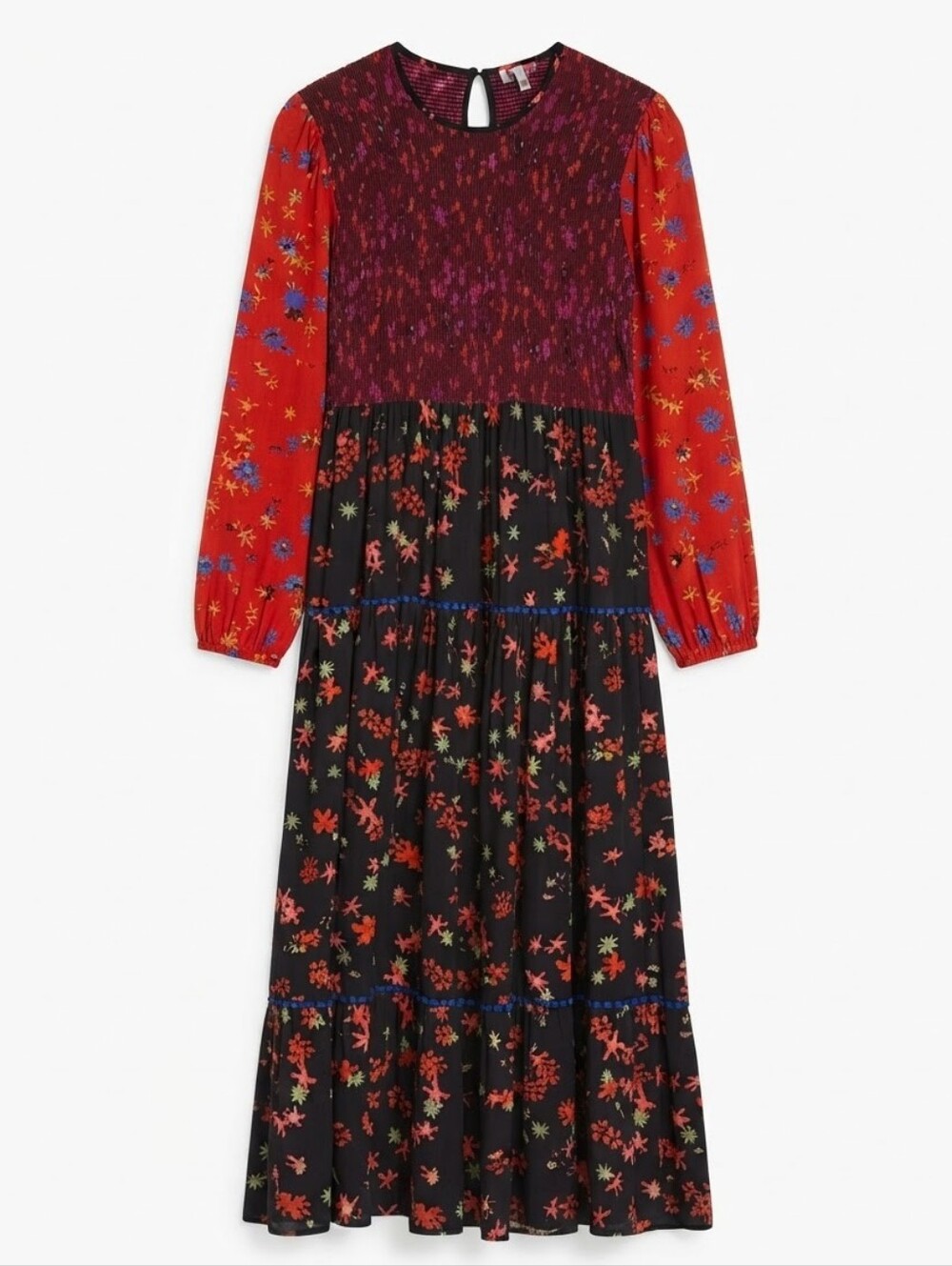 Anthropologie Bl-nk Brittany Boho Floral Smocked Maxi Dress Large